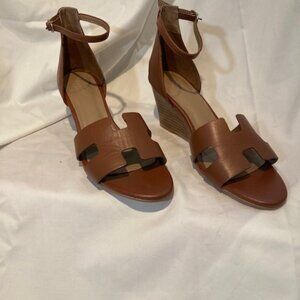 Hermes Brown Leather Legend Wedge Sandals Size 41/Size 11 US
